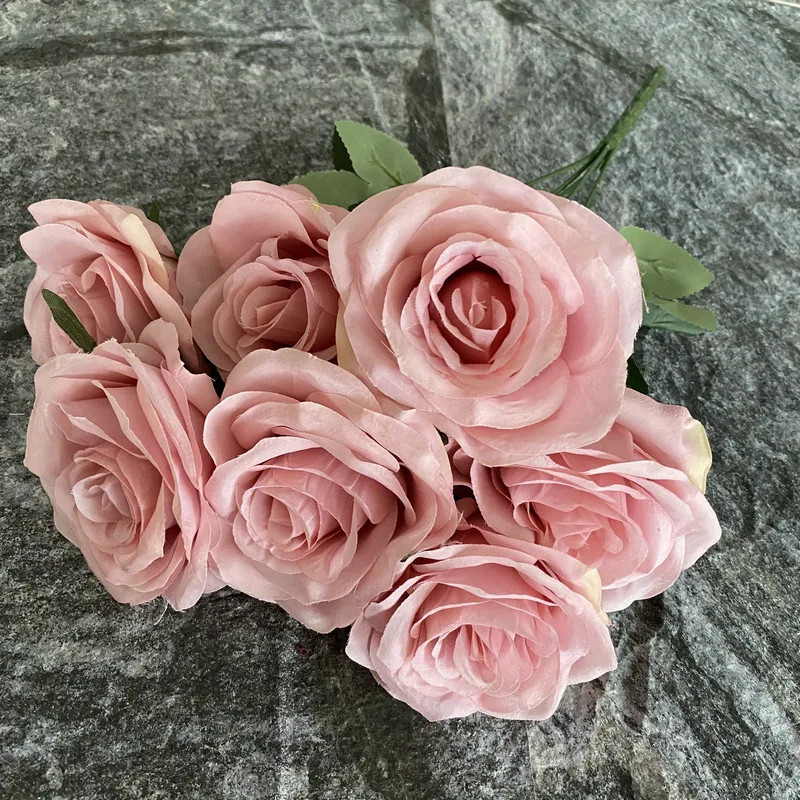 7 Heads Silk Rose Bouquet Artificial Flowers DIY Wedding Home Table Vase Decor