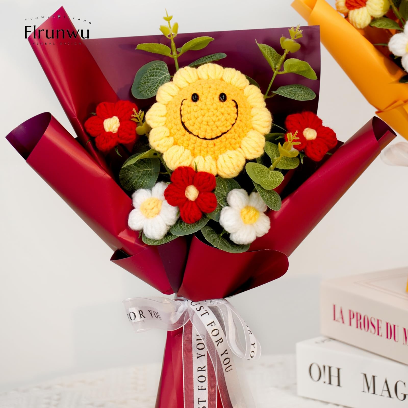 Flrunwu Artificial Sunflowers Bouquet Hand-Woven Rose Artificial Flower(Pack of