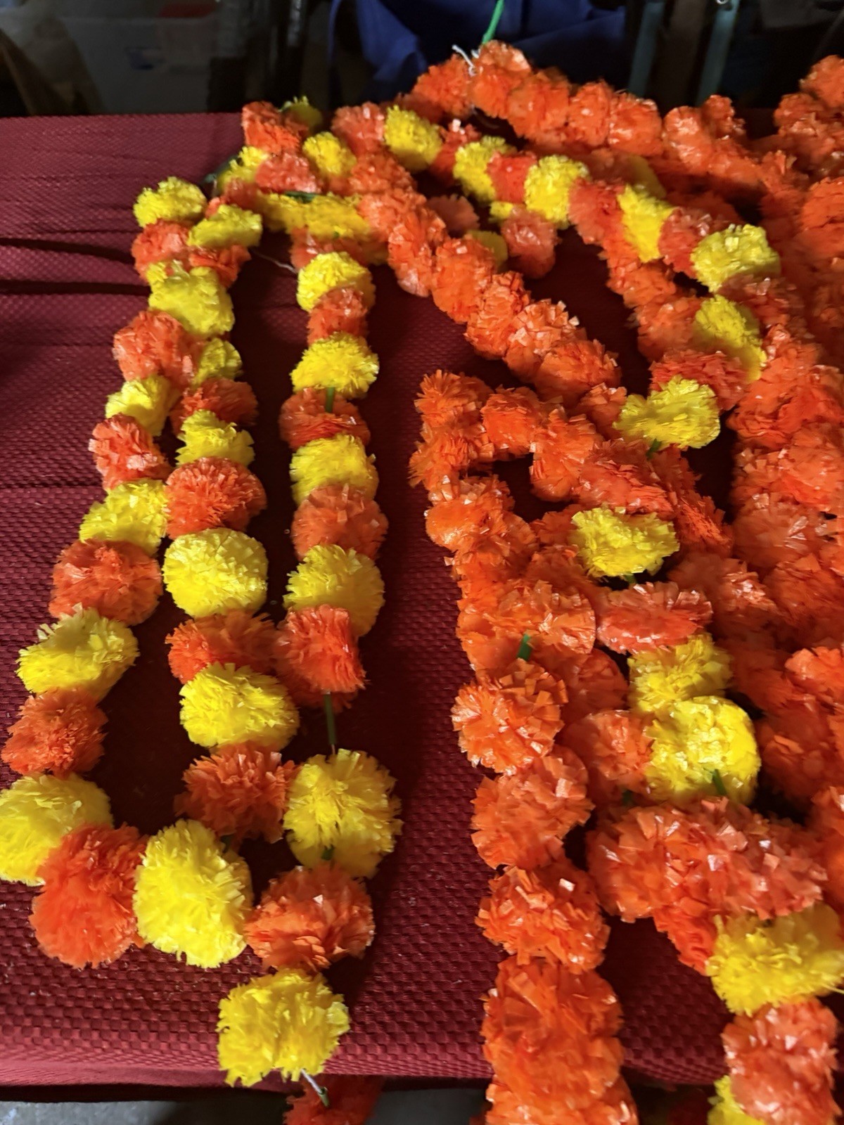 Large Lot Artificial Marigold Garland Orange Yellow Floral Decor