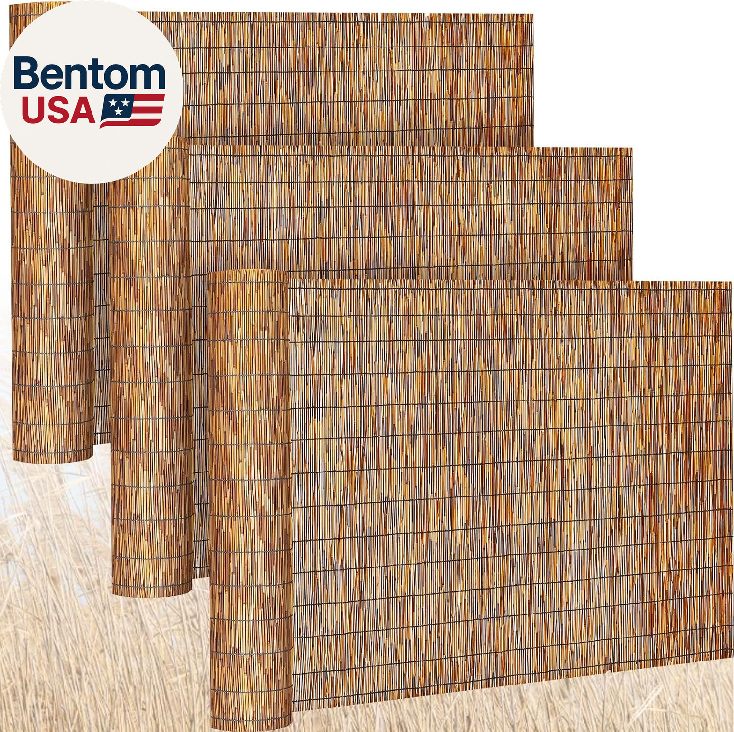 3 Pcs 4 X 16.4 Ft Reed Fence Roll, 85% Shade Bamboo Privacy Screen, Natural Deco