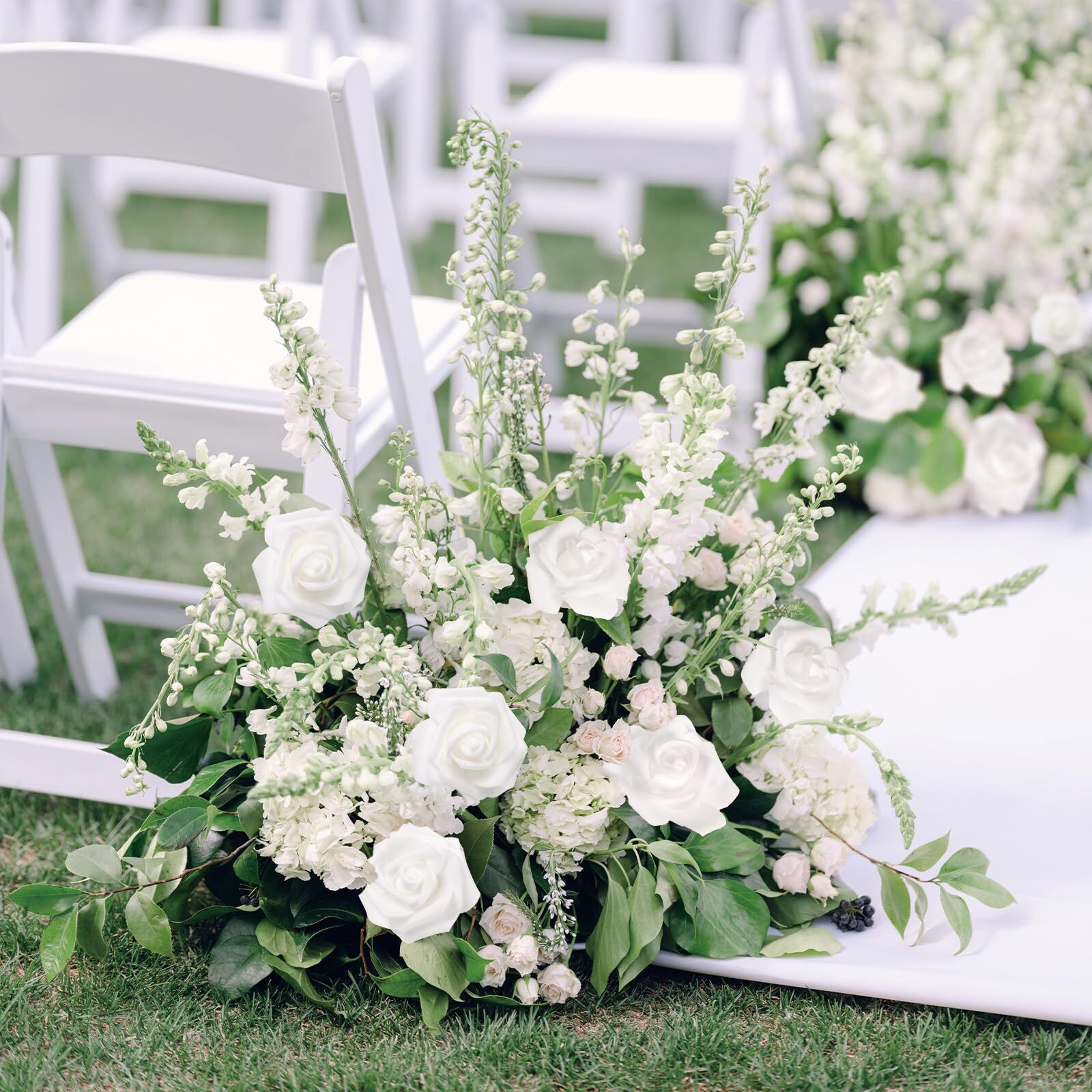 100PCS White Foam Rose Artificial Flowers DIY Wedding Bouquets Centerpiece