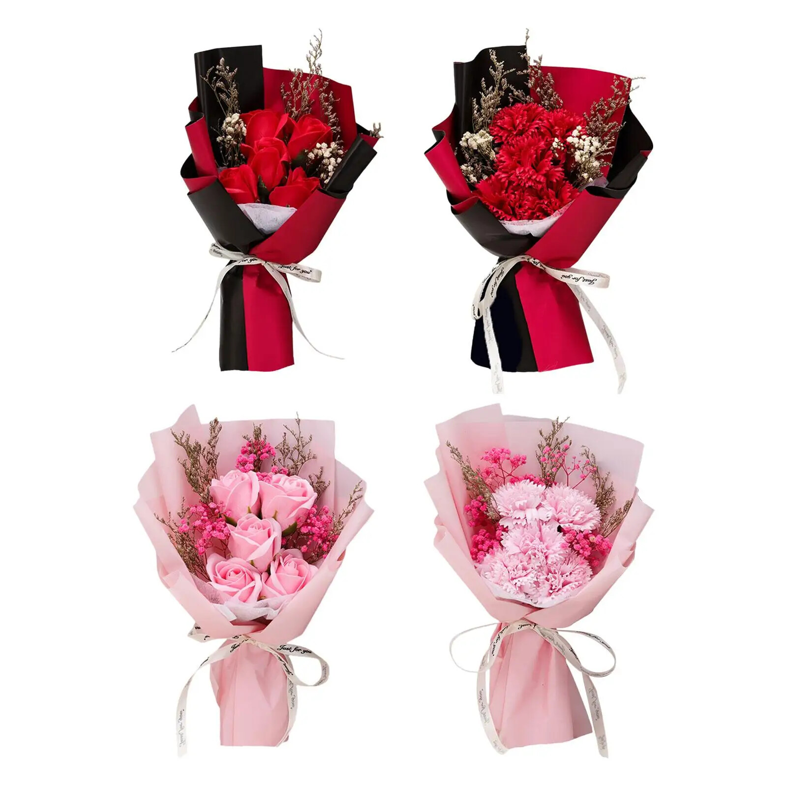 Scented Soap Flower Bouquet Soft Touch Realistic 30X18Cm Handmade Anniversary