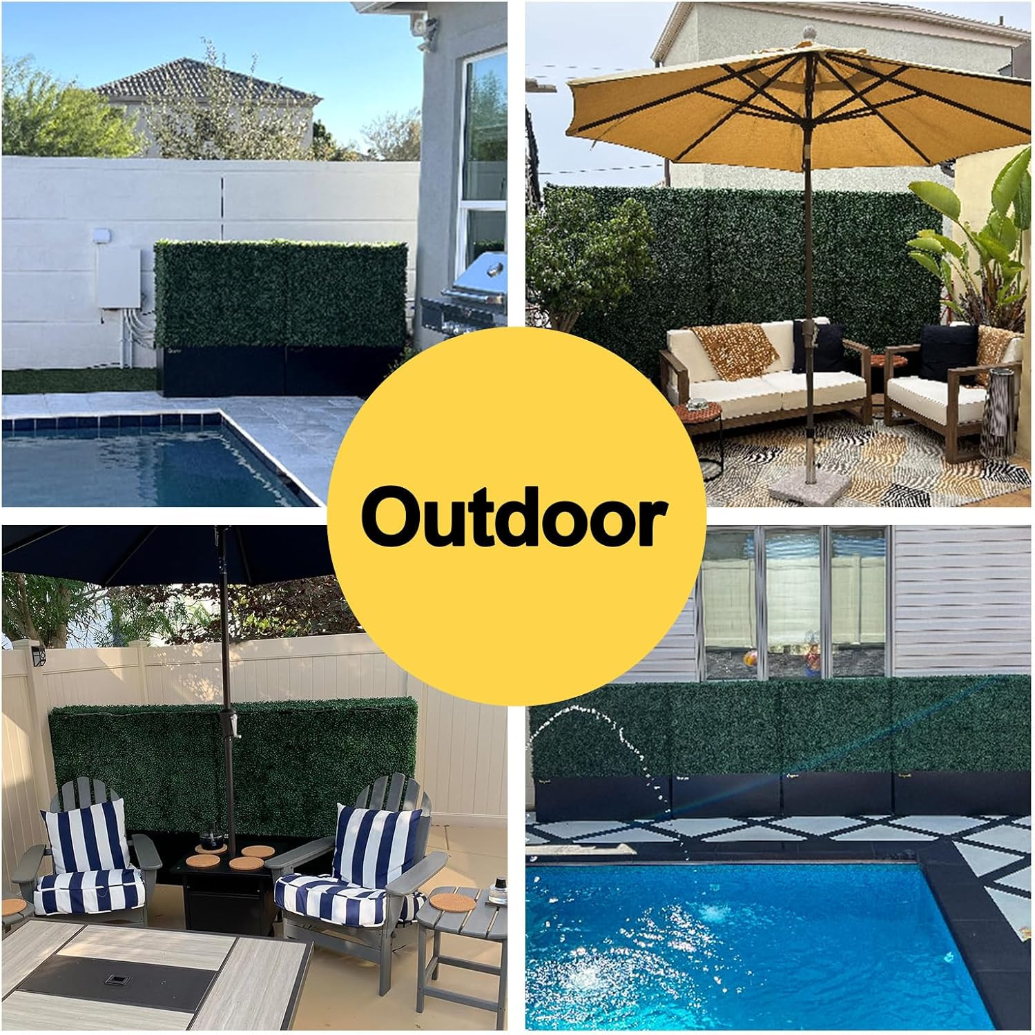 Artificial Hedge Wall with Planter – Boxwood Grass Outdoor Divider 50x48x14