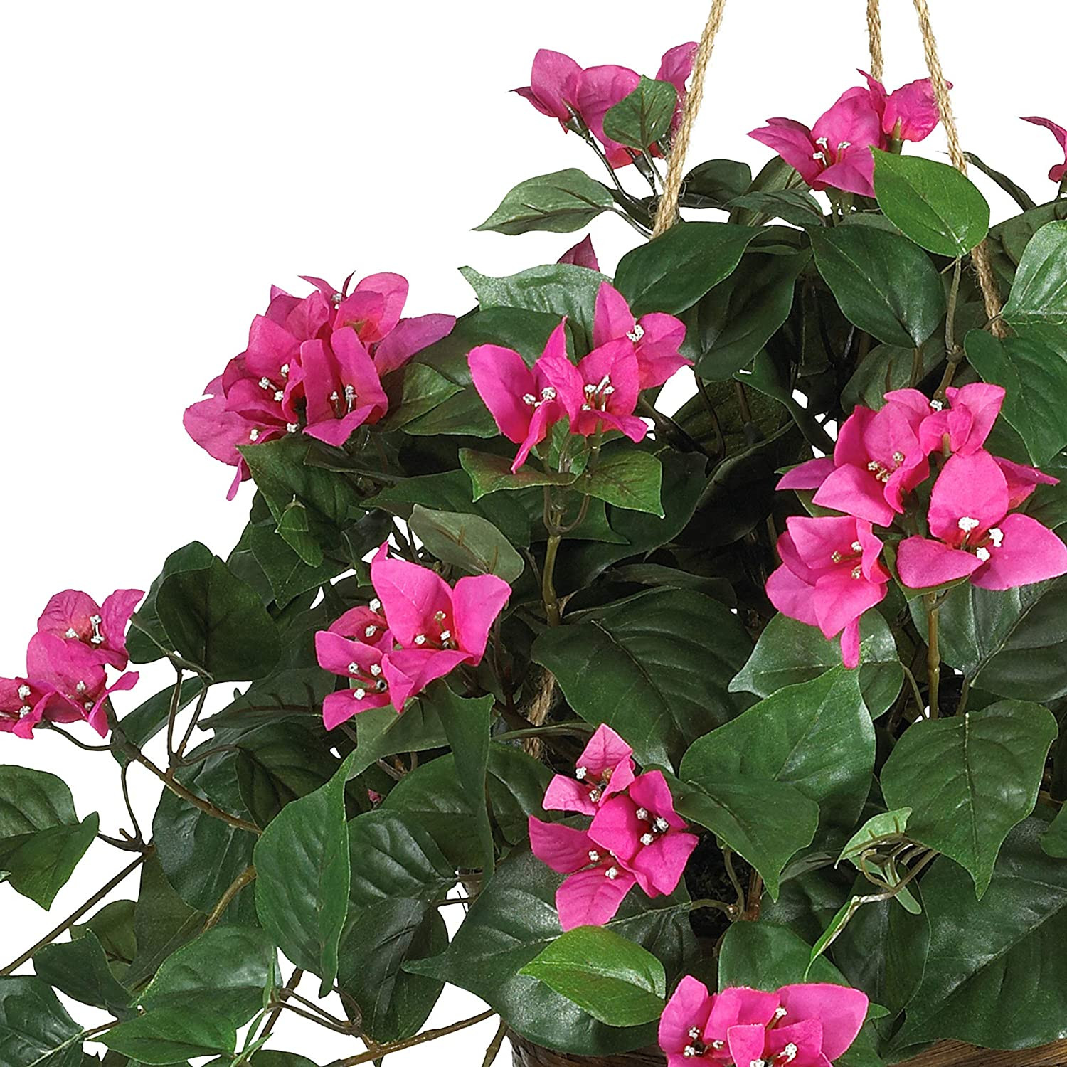 Bougainvillea Basket Silk 1 Artificial Hanging Plant, 32 X 32 X 24, Green, Pink