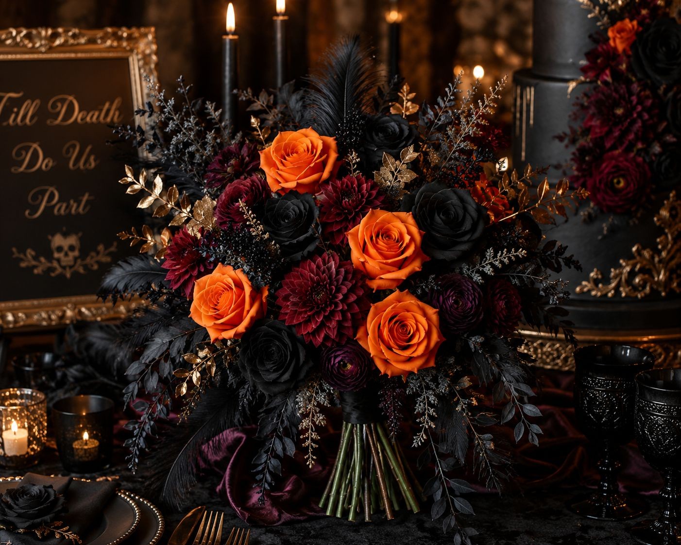 Set of 6 Artificial Orange Roses 20 Inch Faux Rose Stems Fall Floral Arrangement