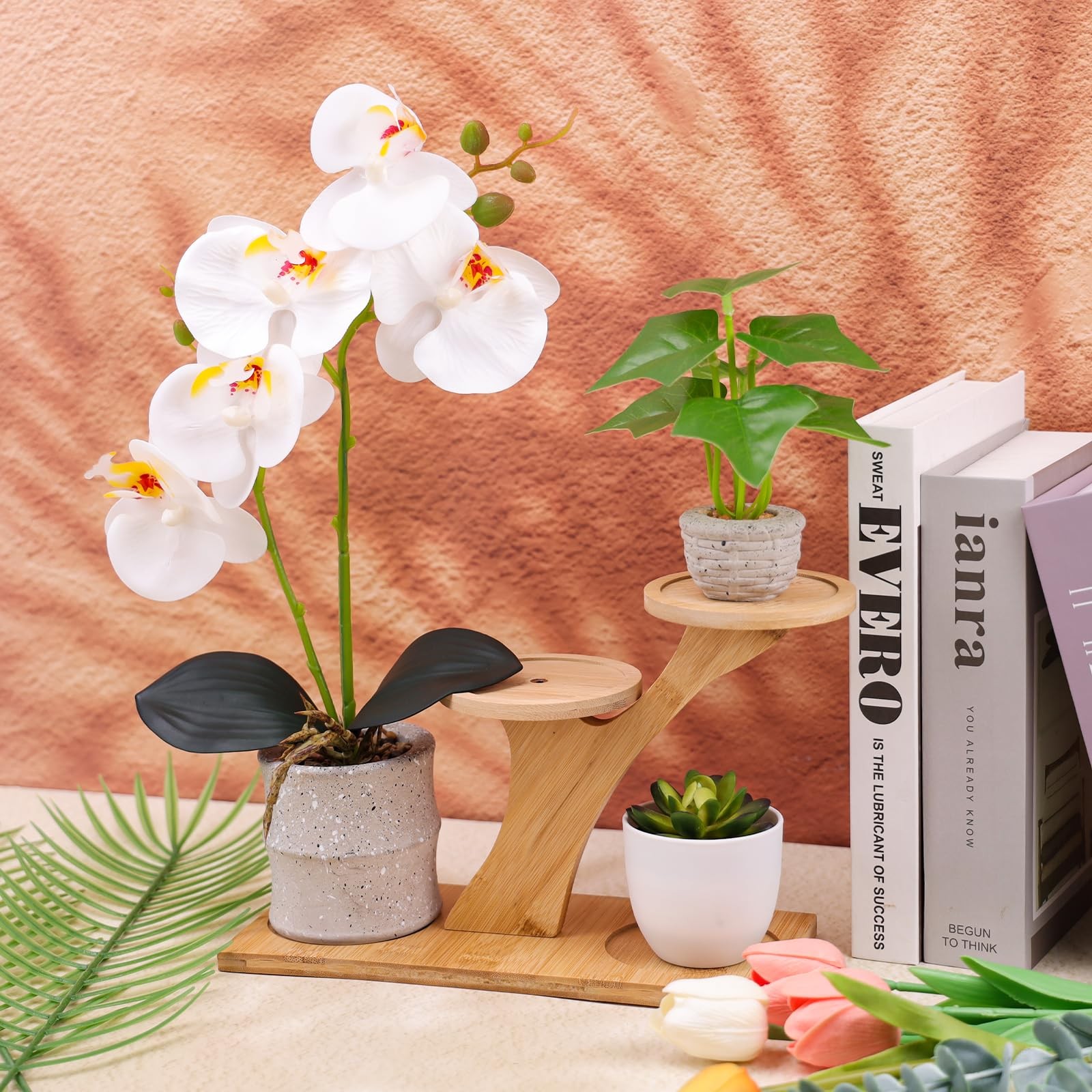 16.5 Inch White Fake Orchids Flowers in Pot Artificial Orchid Flowers Potted …