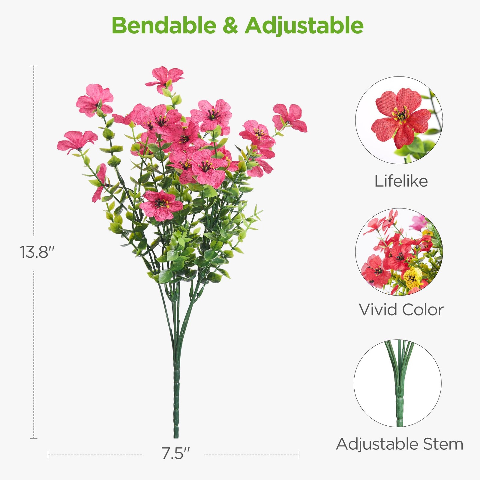 InnoGear Artificial Flowers for Outdoors, 24 Bundles UV Resistant Fake Silk F…