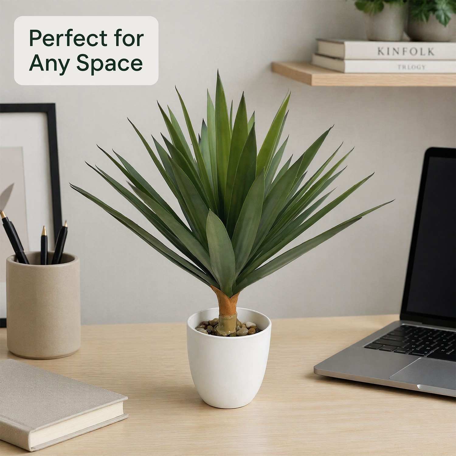 2Pack Artificial Agave Plant White Pot, Faux Yucca Plant for Home Decor Indoor