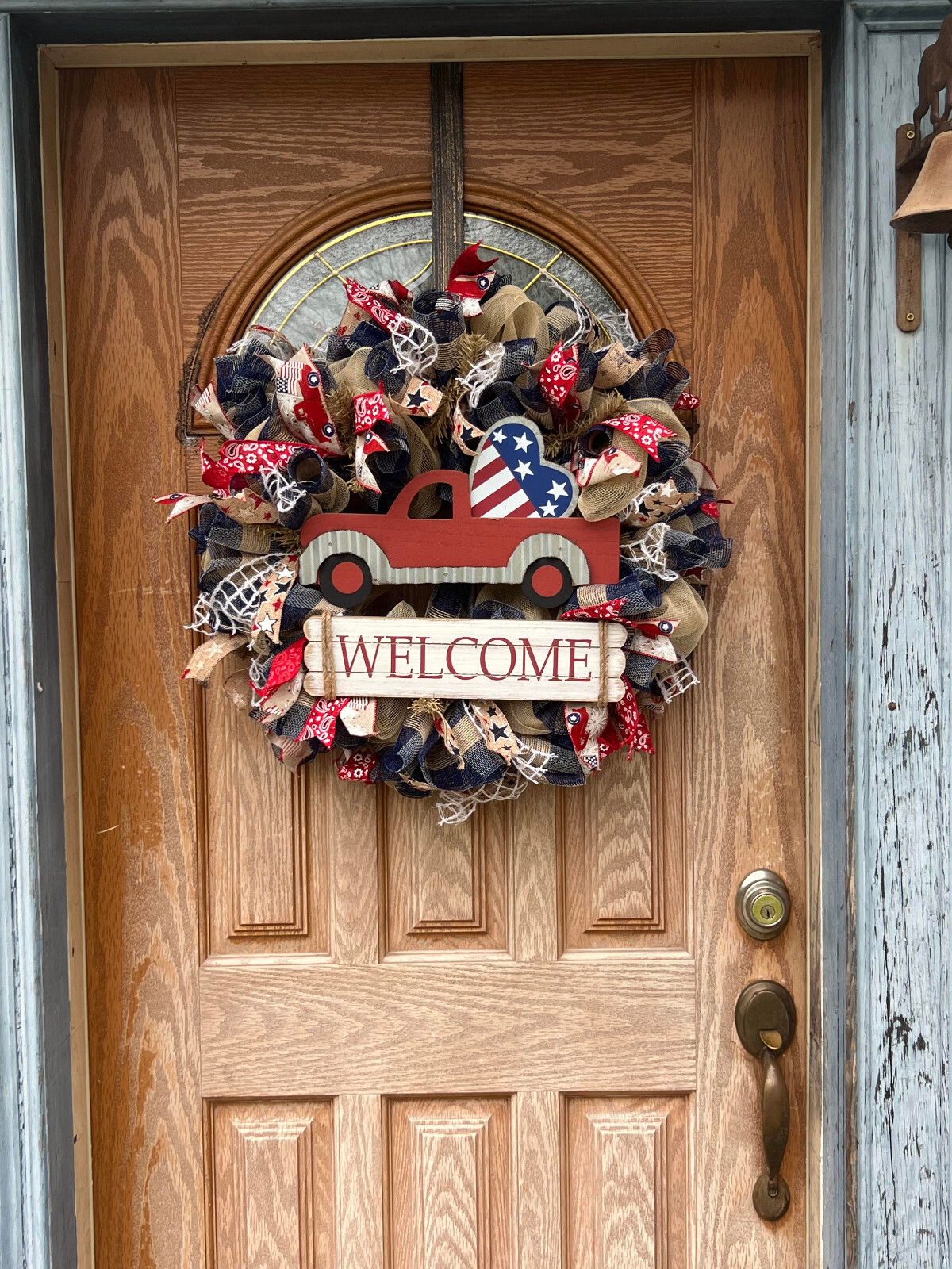 Deco Mesh Wreath| Welcome Front Door Wreath| Home decor | Americana