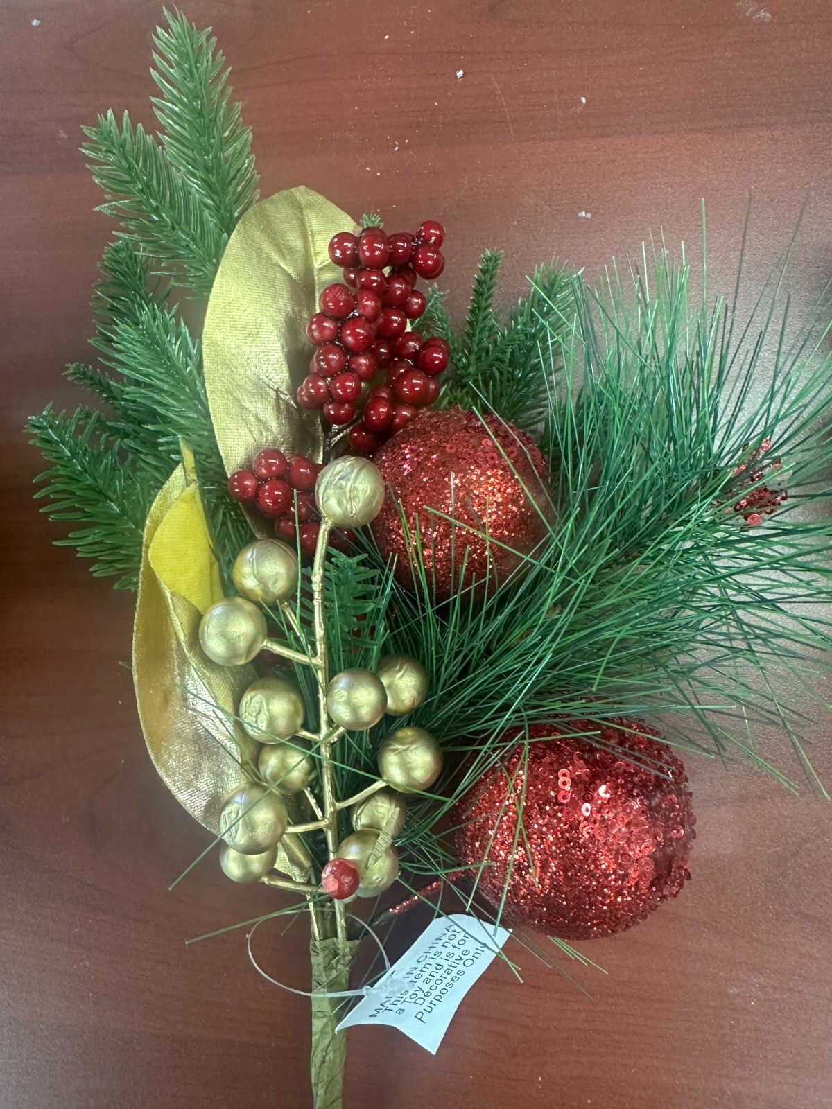 NEW Set of 4 Ornament, Pine and Berry Picks by Valerie in RED H468253
