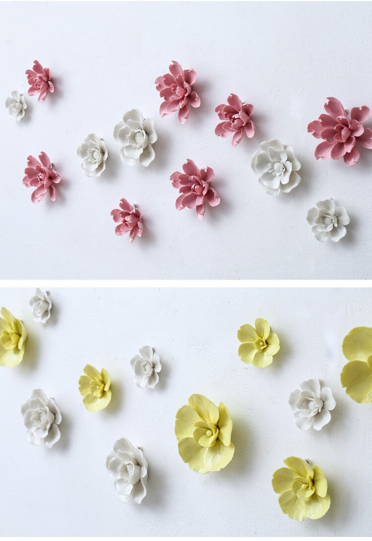 Porcelain Ceramic Flower 3D Orchid Rose Wall Decor Hangings Study Room Art Hang