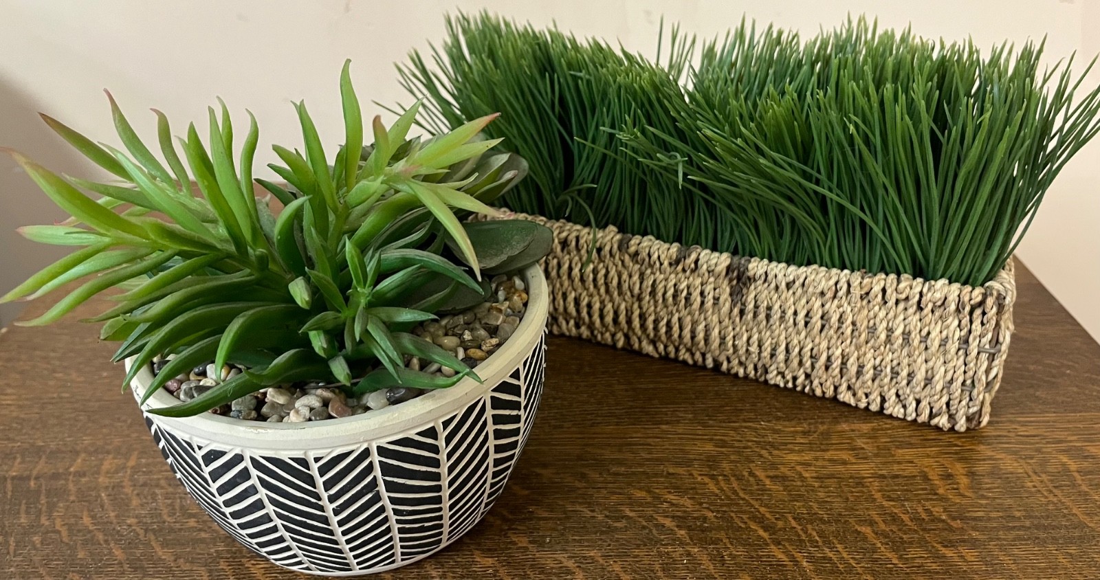 Artificial Indoor Potted Plants – One Succulents and One Grass