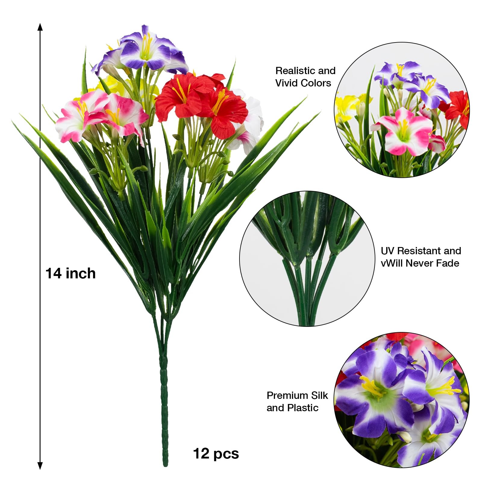 Best LikSoor Outdoors Artificial Flowers Spring Summer Decor Fake Petunias UV