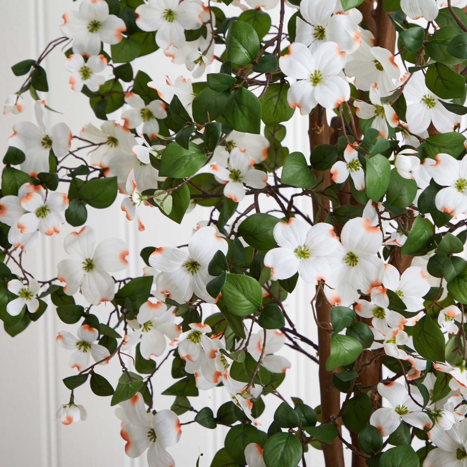 Nearly Natural 60″ Dogwood Silk Tree with 1121 Leaves in White/Black