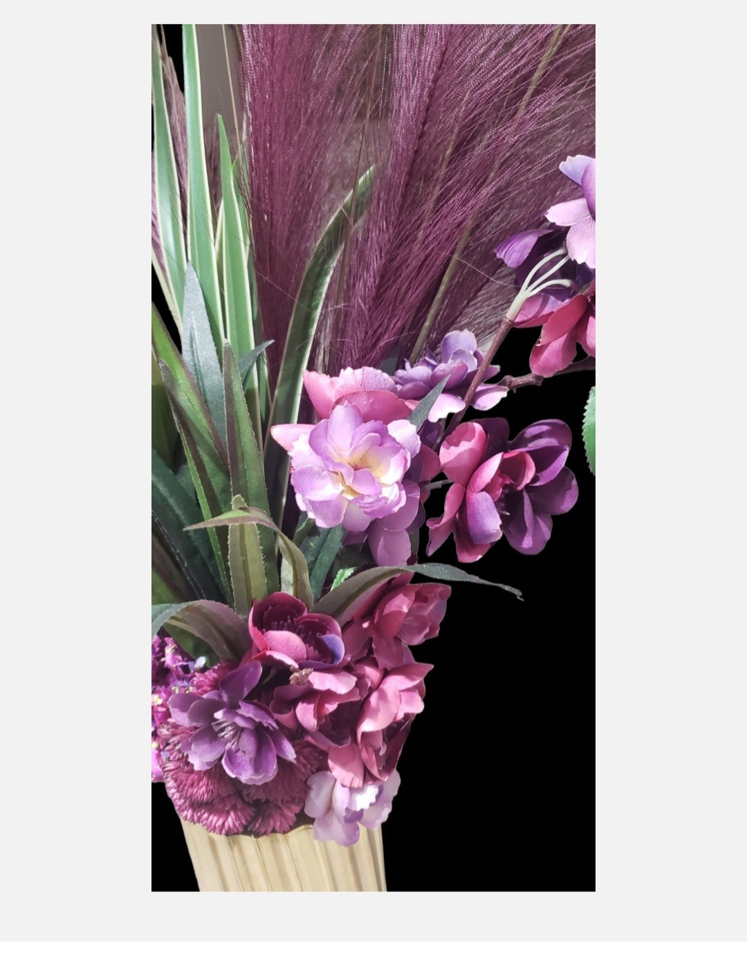 Modern Flowers Arrangement In Metal Vase