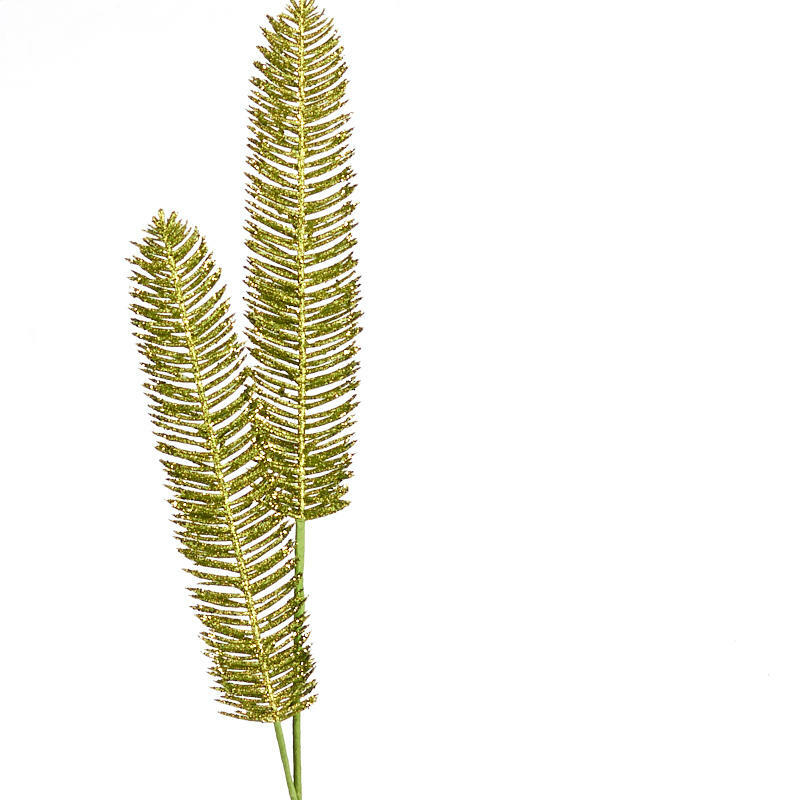 Factory Direct Craft Decorative Light Green Glitter Fern Spray