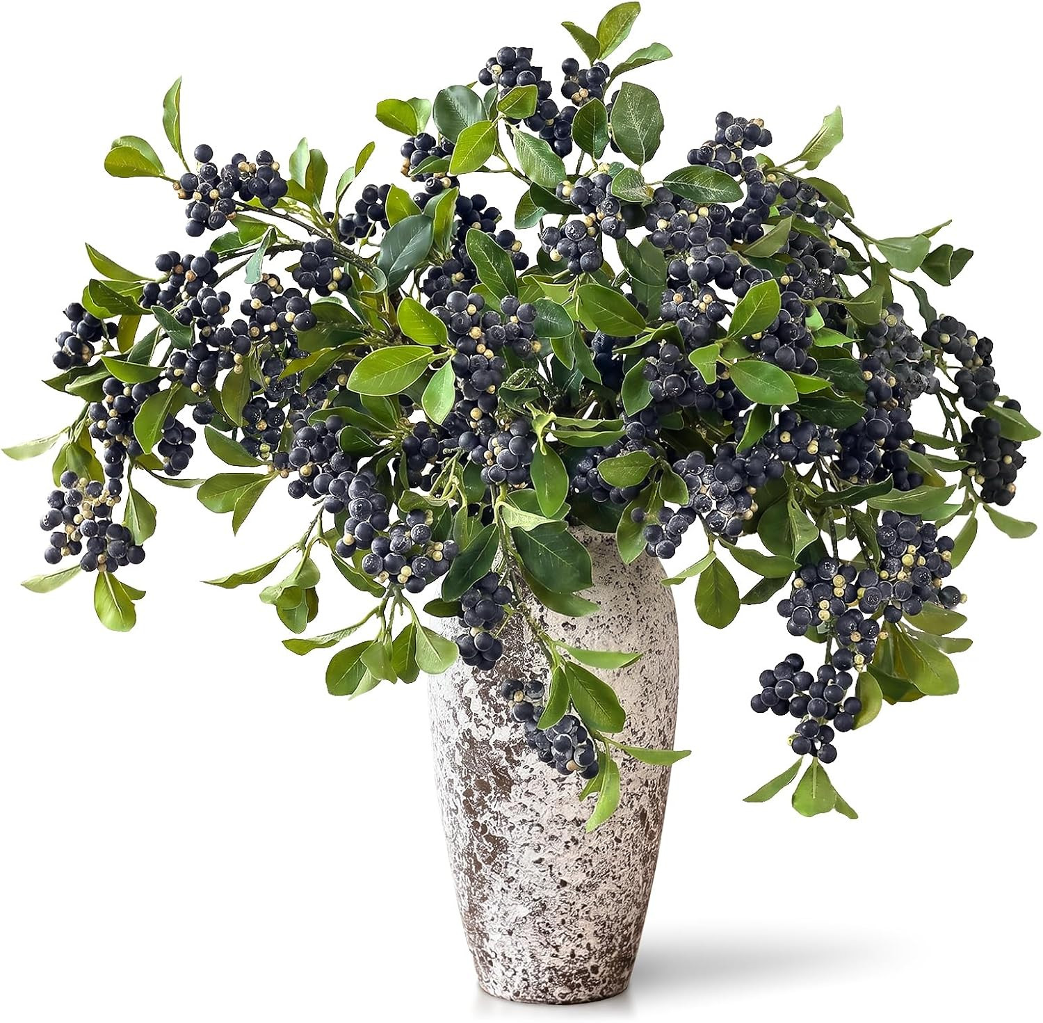8Pcs 33″Artificial Blueberry Stems, Faux Blueberries Fruit Branch(Blue) | DIY Bo