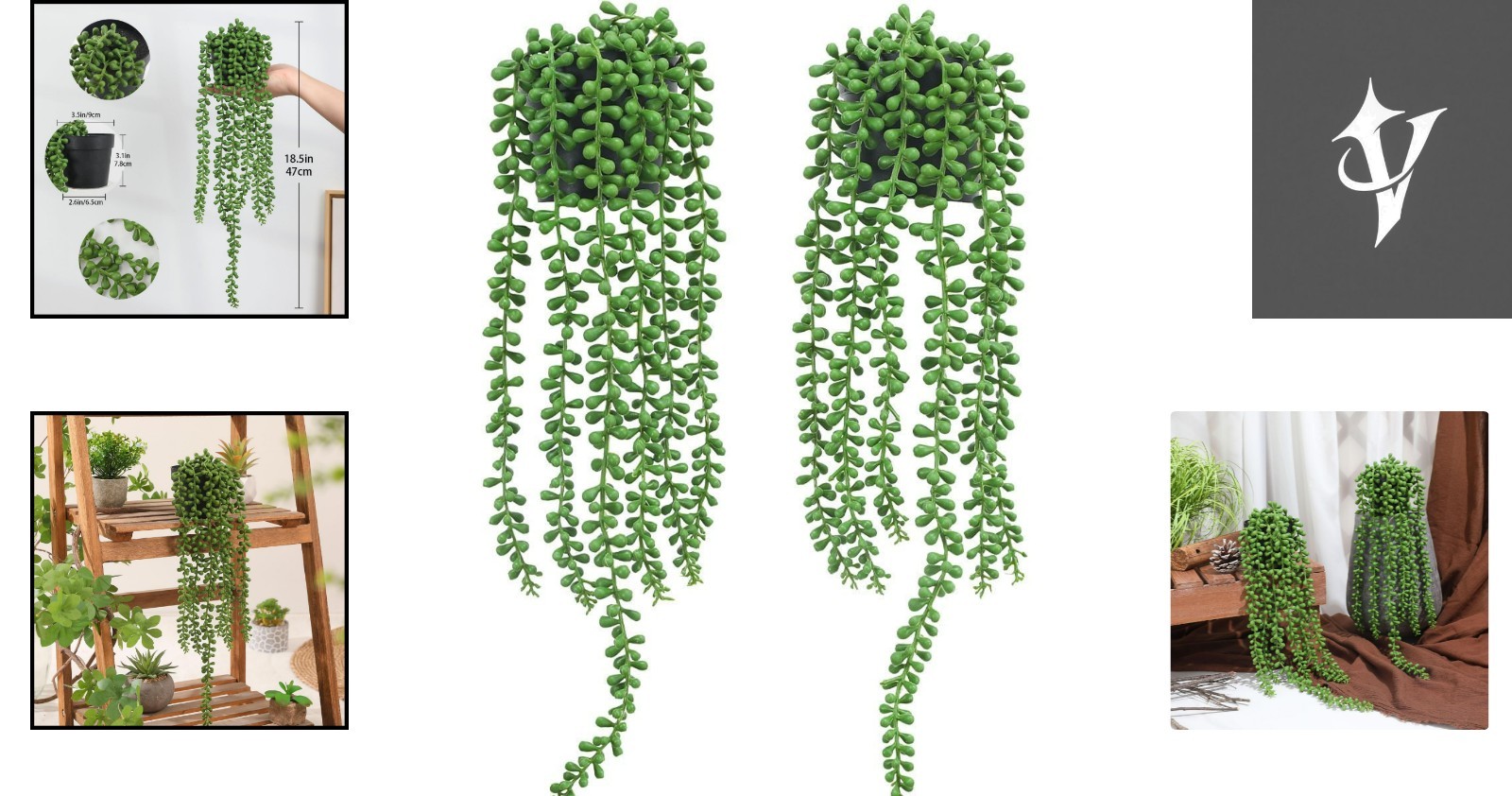 Elegant String of Pearls Fake Plants Set of 2 – Lightweight and Maintenance-Free