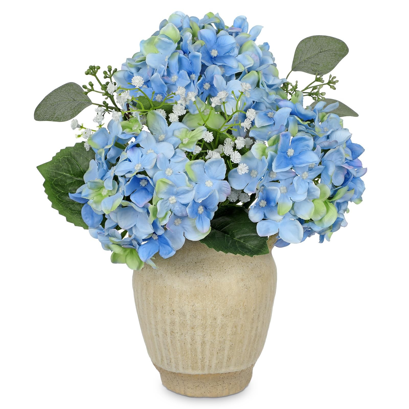 Artificial Blue Hydrangea in Pot with Vintage Ceramic Vase, Potted Hydrangea …