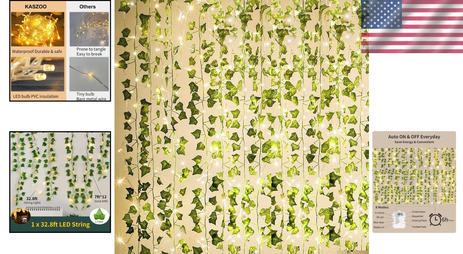 Energy Efficient 80 LED Ivy Garland – 84Ft Faux Plants for Indoor/Outdoor Decor
