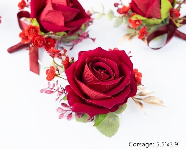 Corsage and Boutonniere Set for Groom Bride Groomsmen Bridesmaids Wedding Party