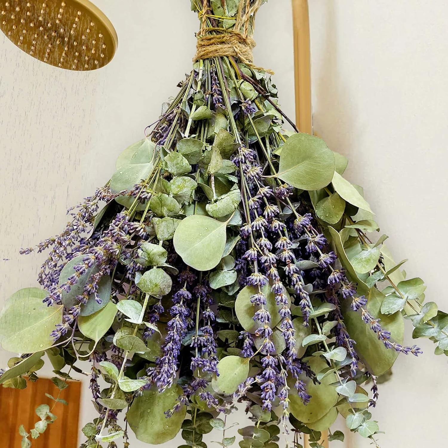 120 PCS Mix Dried Eucalyptus Stems & Lavender Flowers for Shower – 17” Real Lar