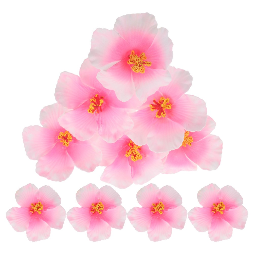 10Pcs Reusable Pink Hawaiian Hibiscus Flowers for Party Favors and Decor