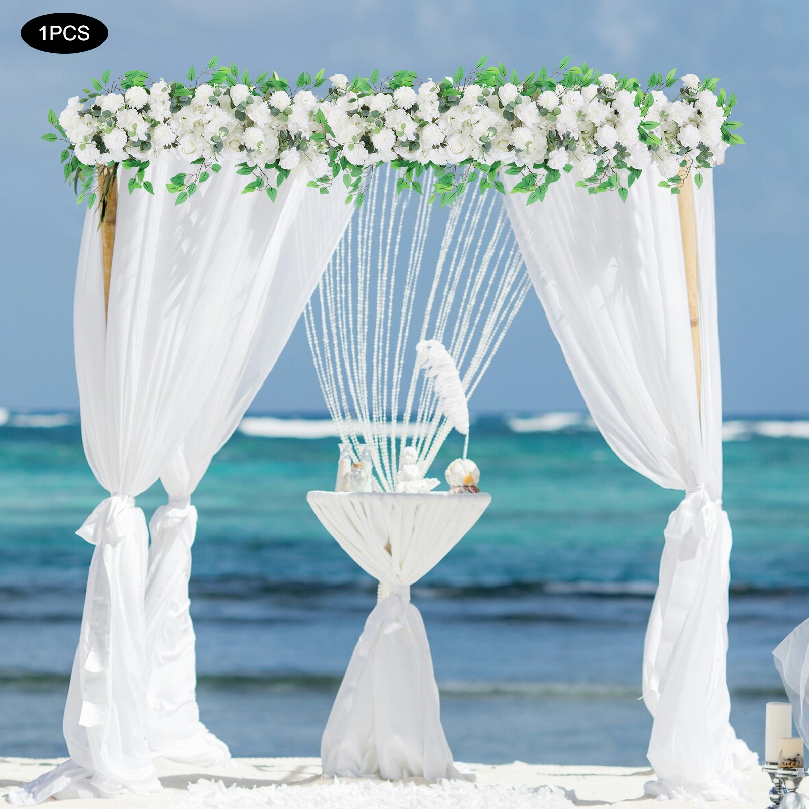 39×11″ Artificial White Flower Wedding Party Outdoor Decor Artificial Flower Row