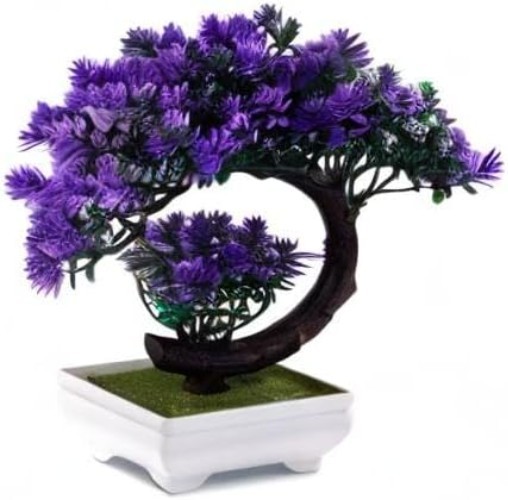Contemporary 8.5” Small Fake Bonsai Tree in White Pot – Chic Decor Piece