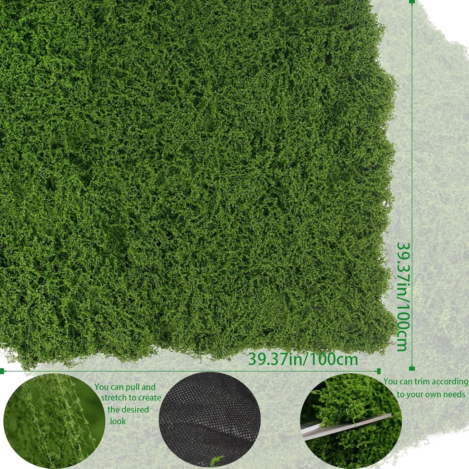 Fake Moss Mat 39″ x 39″ Faux Moss Blanket for Indoor Plants Dark Green Mossy
