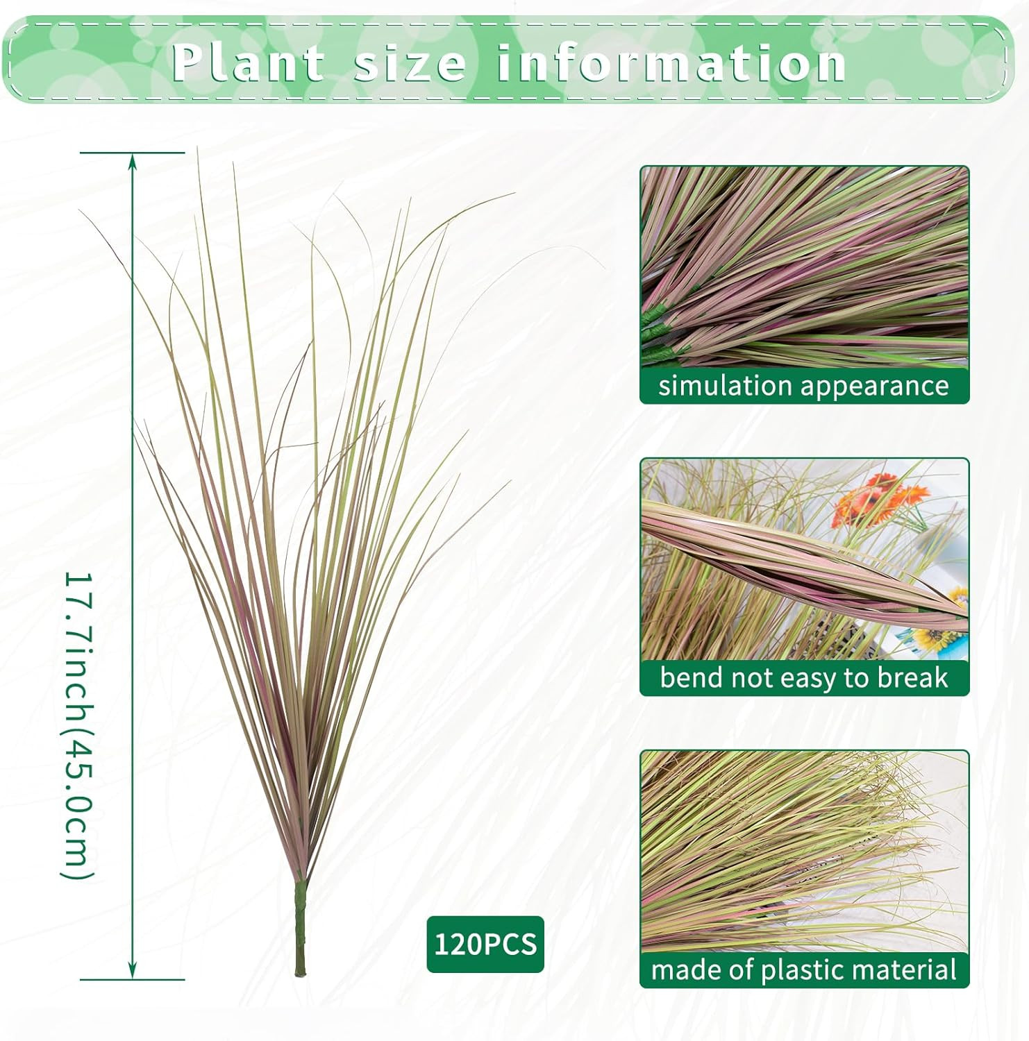 120 Bundles UV Resistant Faux Grass Plants for Indoor & Outdoor Decor