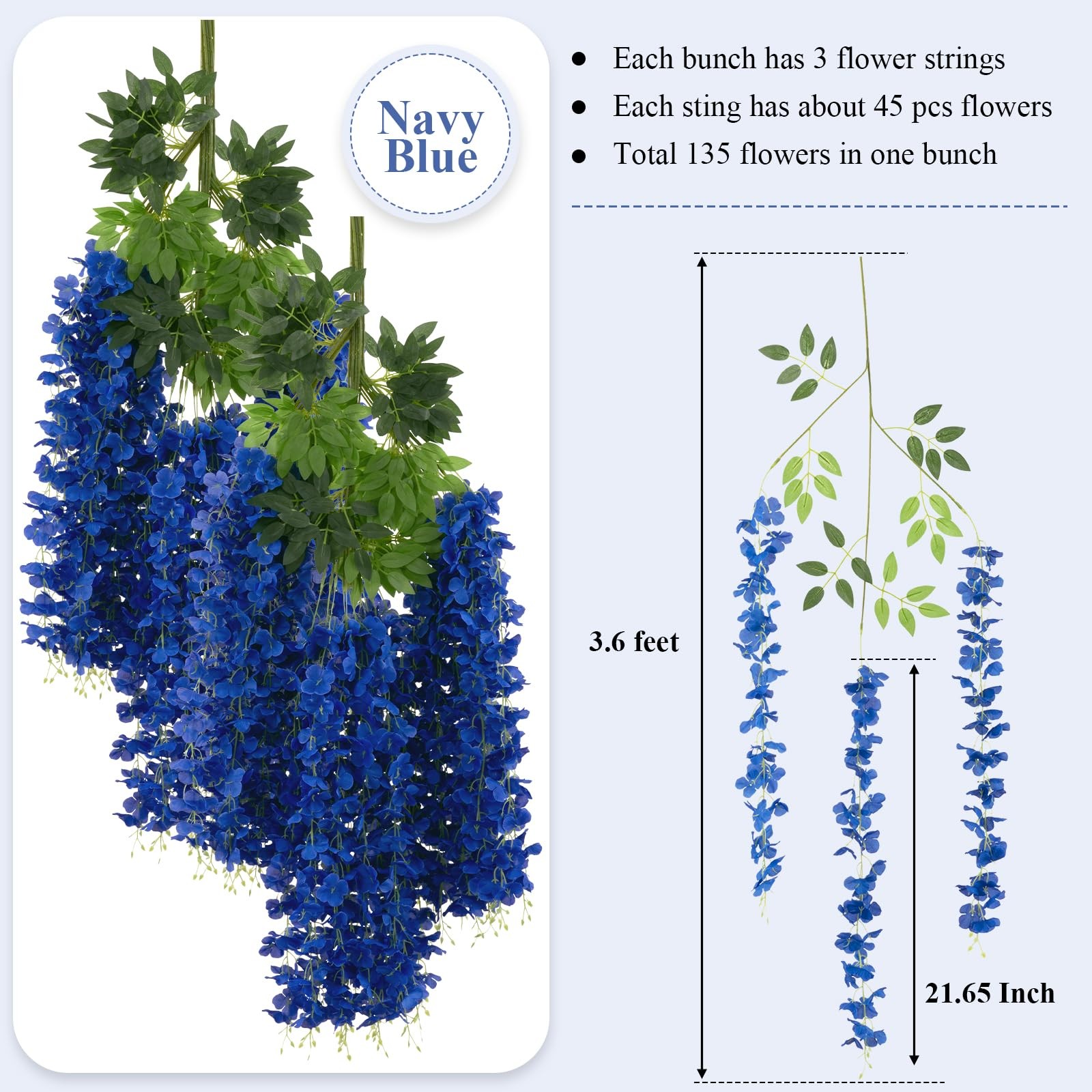 U’Artlines 24 Pack (Total 86.4 Feet) Artificial Fake Wisteria Vine Rattan Han…