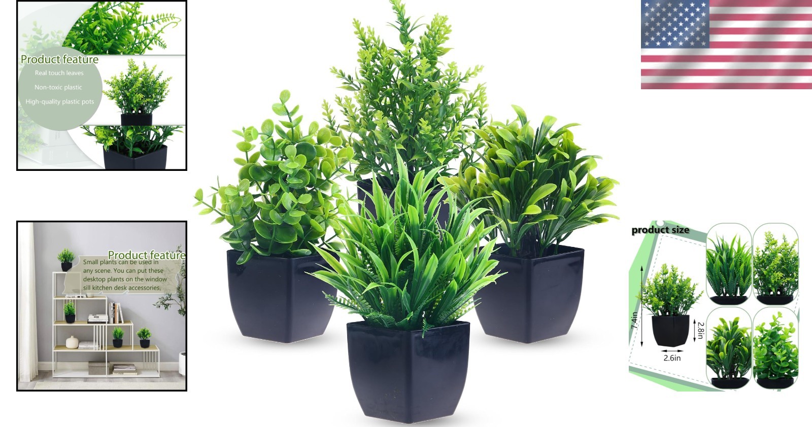 Pet-Friendly Artificial Eucalyptus Plants – 4-Pack for Effortless Greenery Decor
