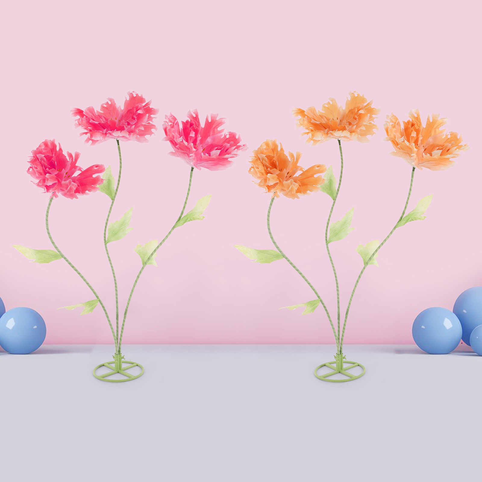 3 Heads Giant Artificial Flowers Wedding Artificial Flower Decoration Stand
