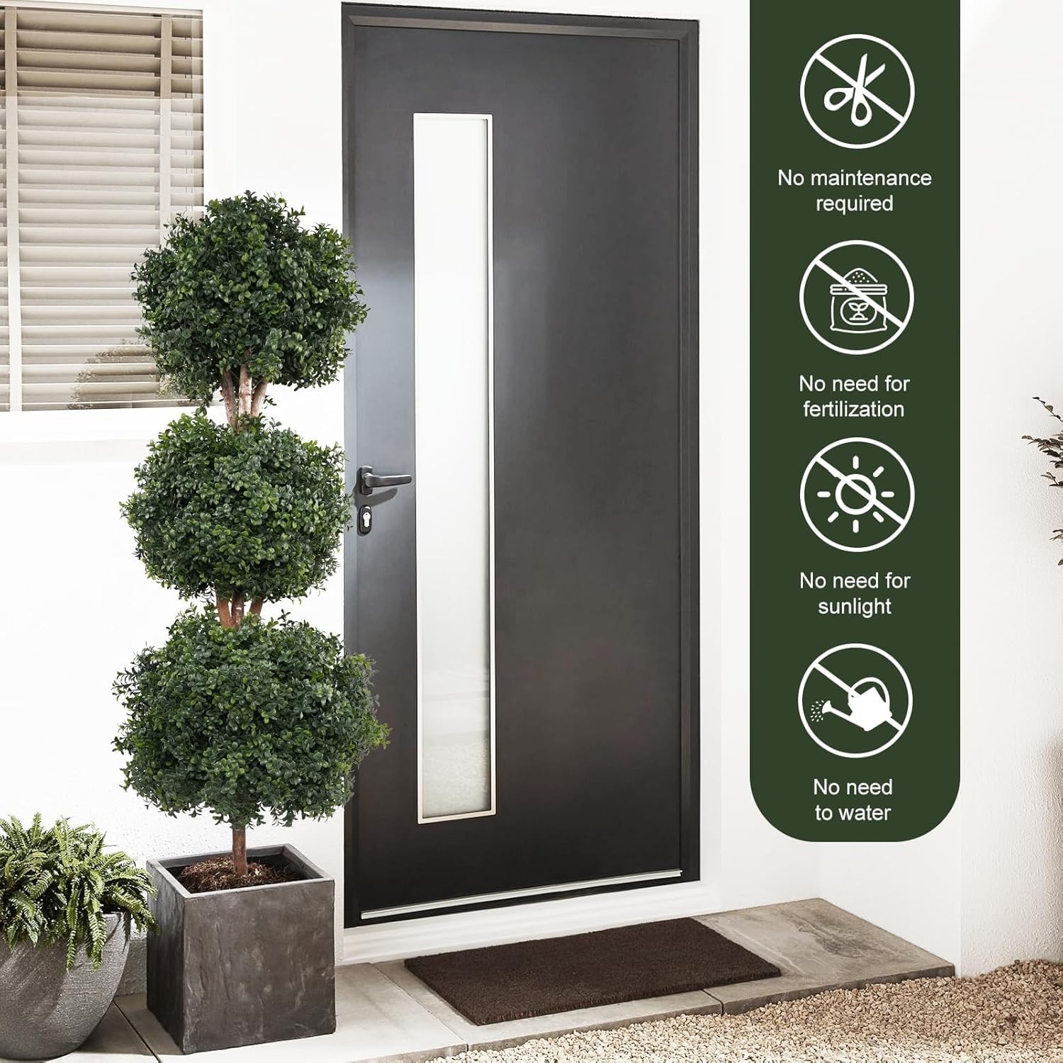 47in Artificial Three-Boxwood Planting Garden Tree 4FT, Artificial Garden Out…