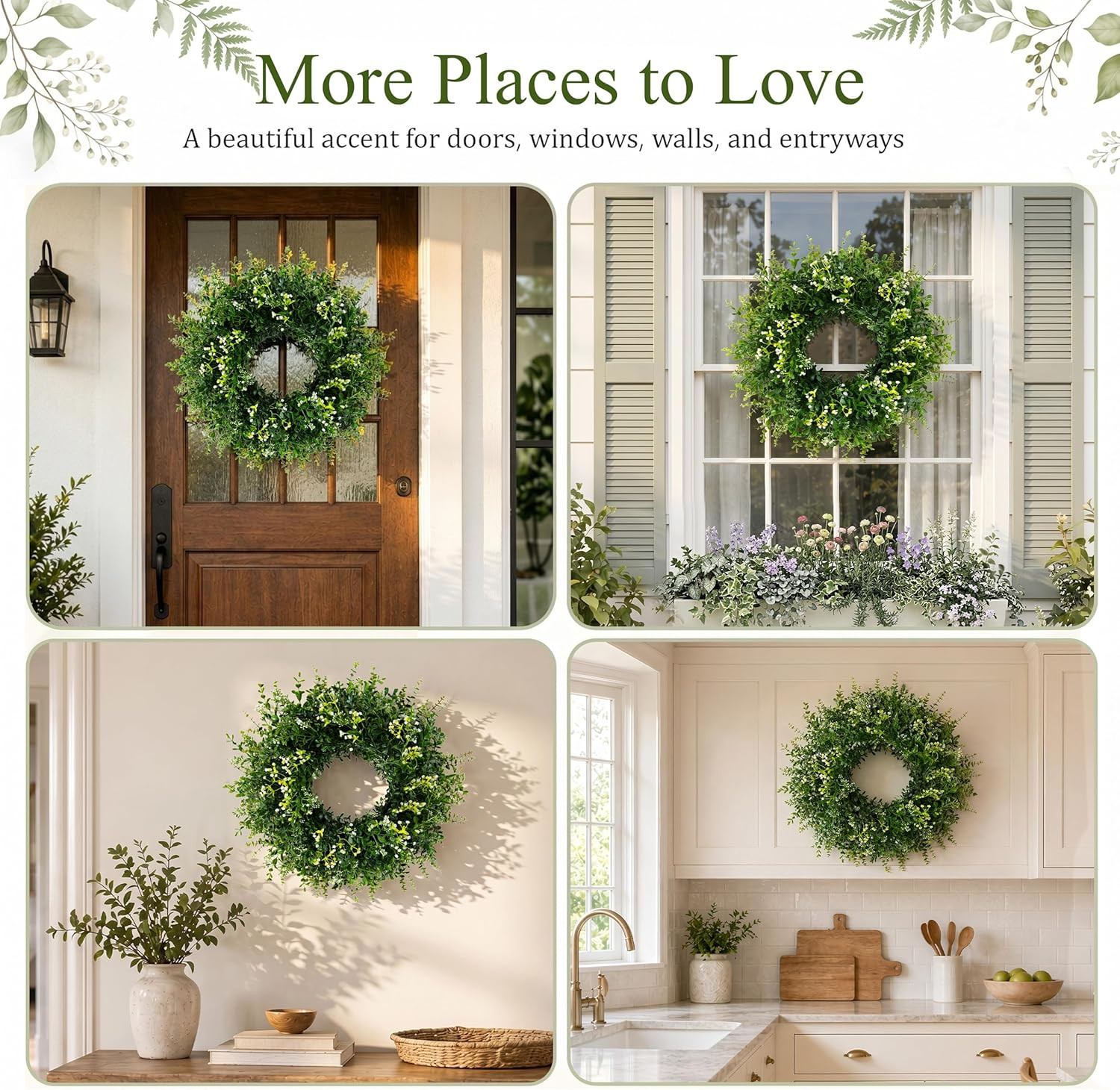 26 Inch Large Artificial Eucalyptus & Boxwood Wreath for Front Door All Season,