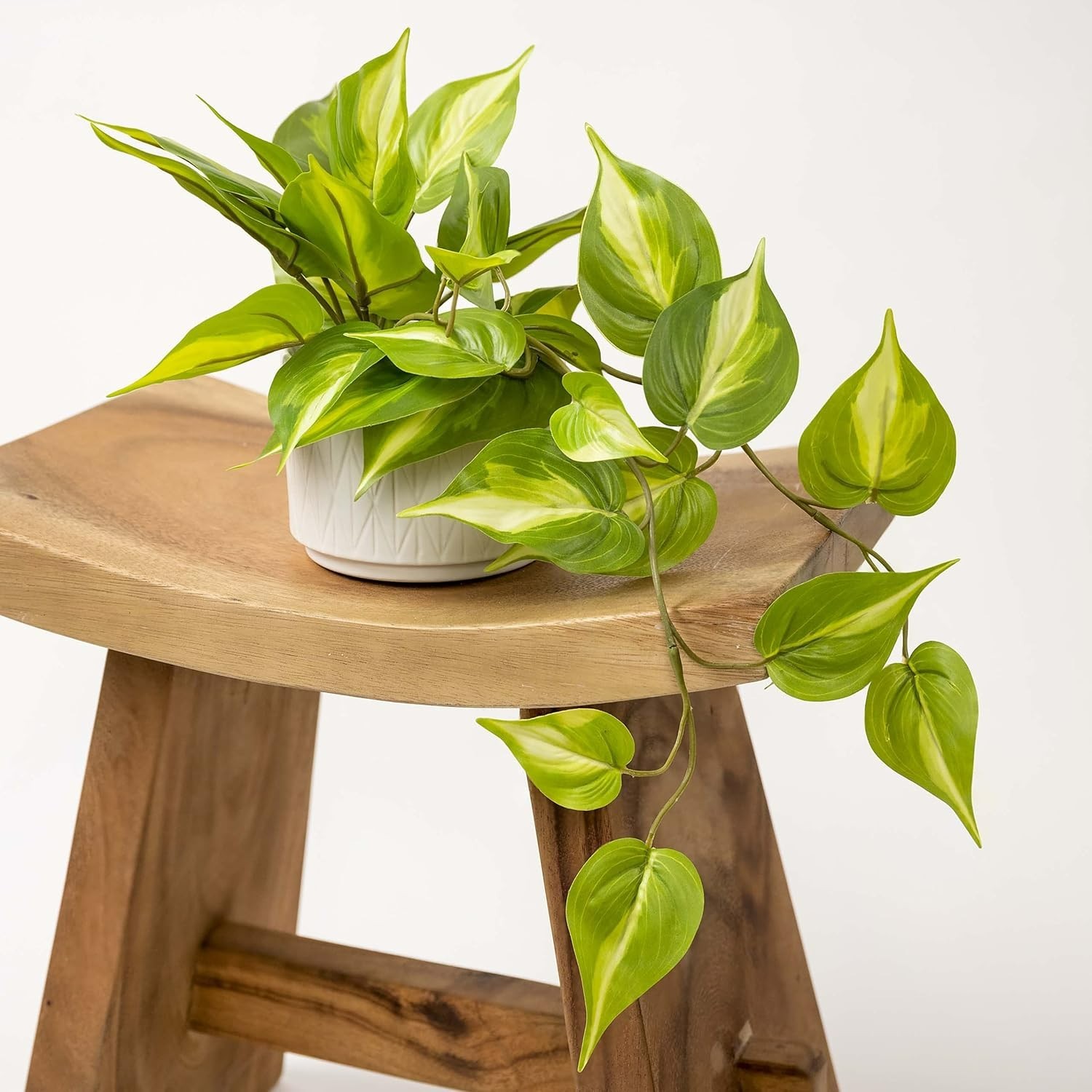 Lifelike Faux Pothos Plant with 5-Inch Ceramic Pot – Perfect for Shelf Decor