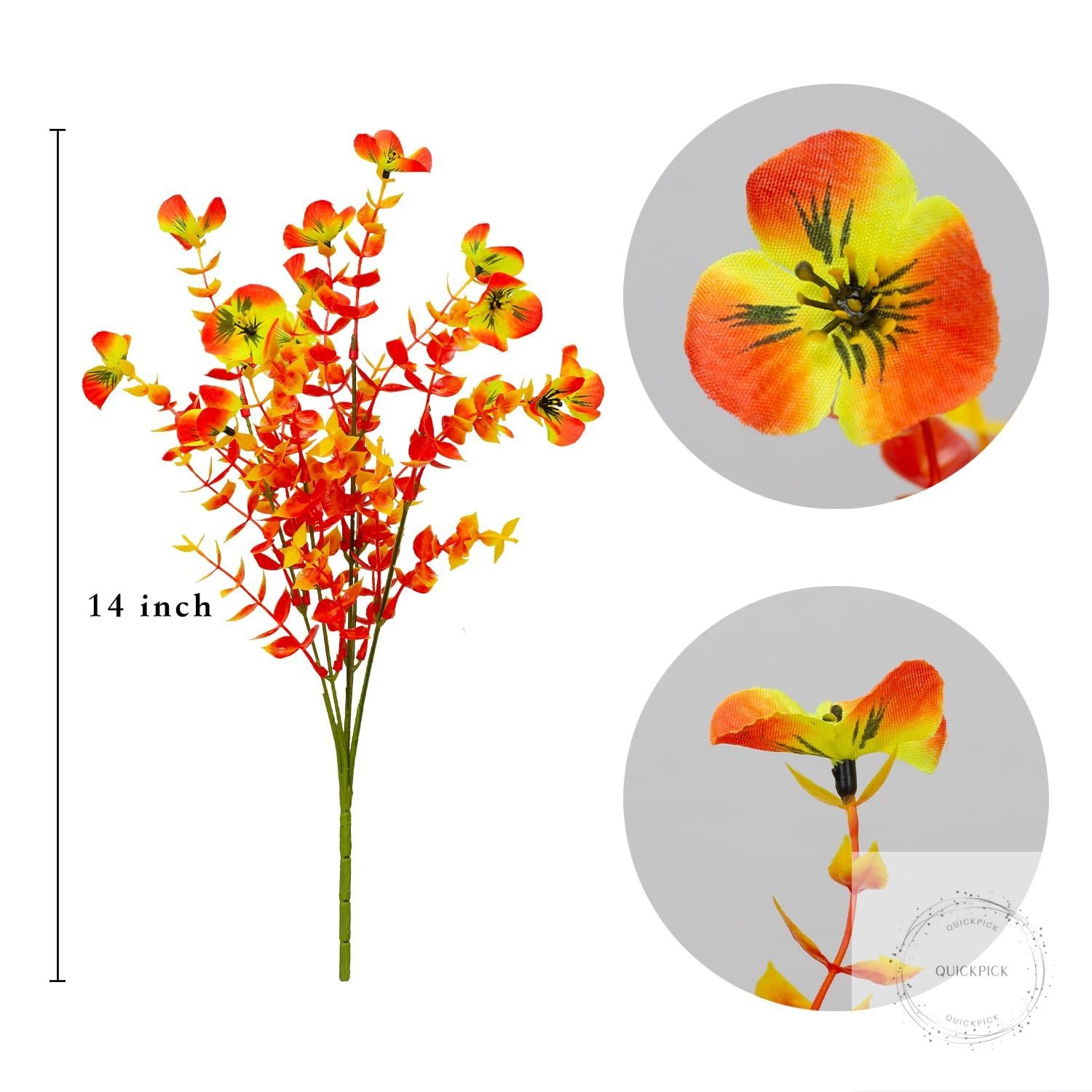 Artificial Flowers Fake Pansy and Eucalyptus Plants 10 Bundles Faux Silk Outdoor
