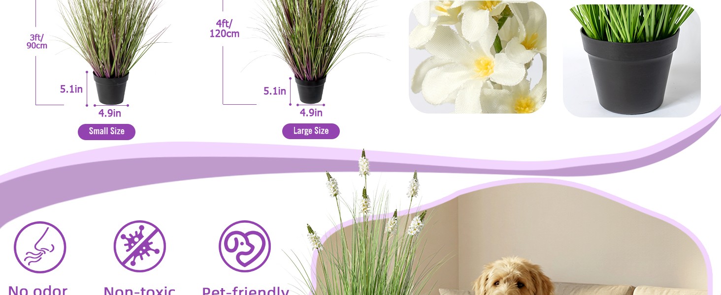 Artificial Plants Indoor Tall Grass Plants with Hyacinth Flower 35.4In Tall