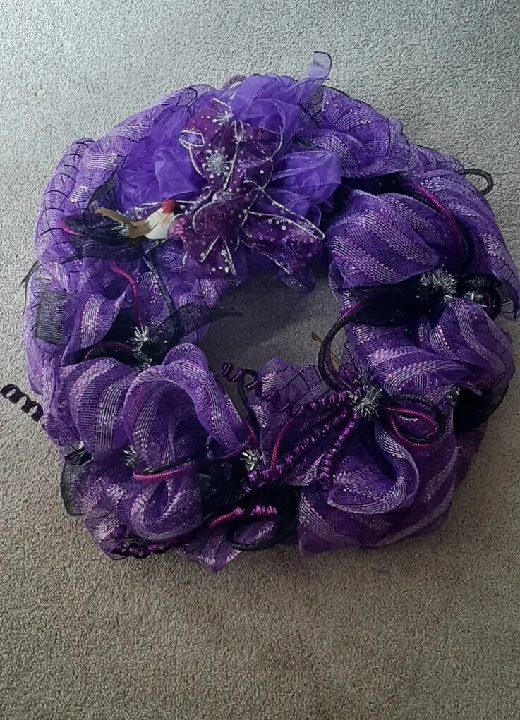 Large Purple Black Decorative Spring Summer Fall Winter Wreath For Front Door