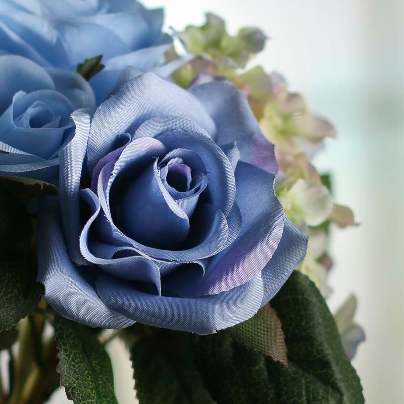 Lovely Artificial Blue Rose and Hydrangea Floral Bouquet