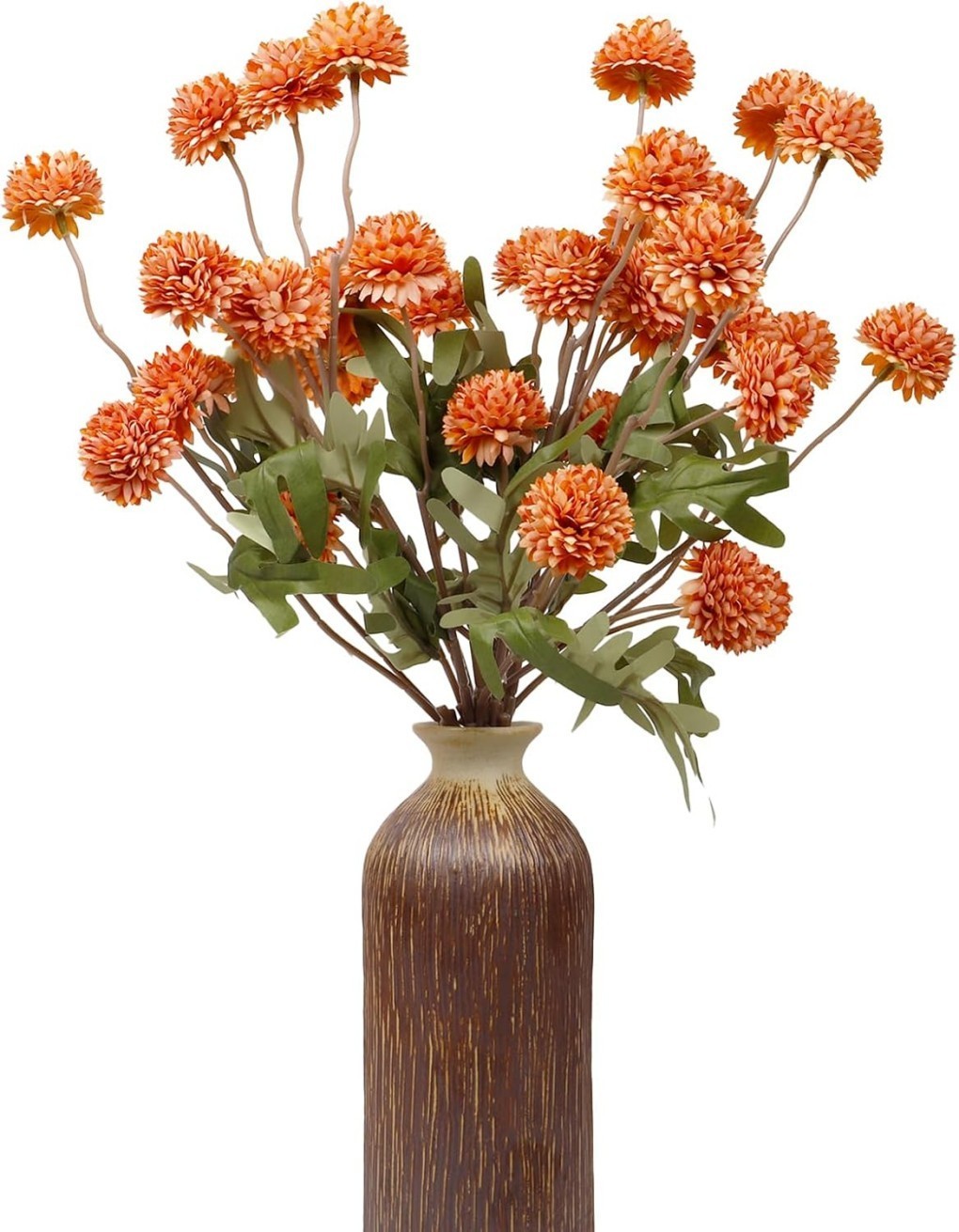 10 Pcs Artificial Dandelion Flowers(1 Pcs 5 Flower Buds) Orange Color Ornaments