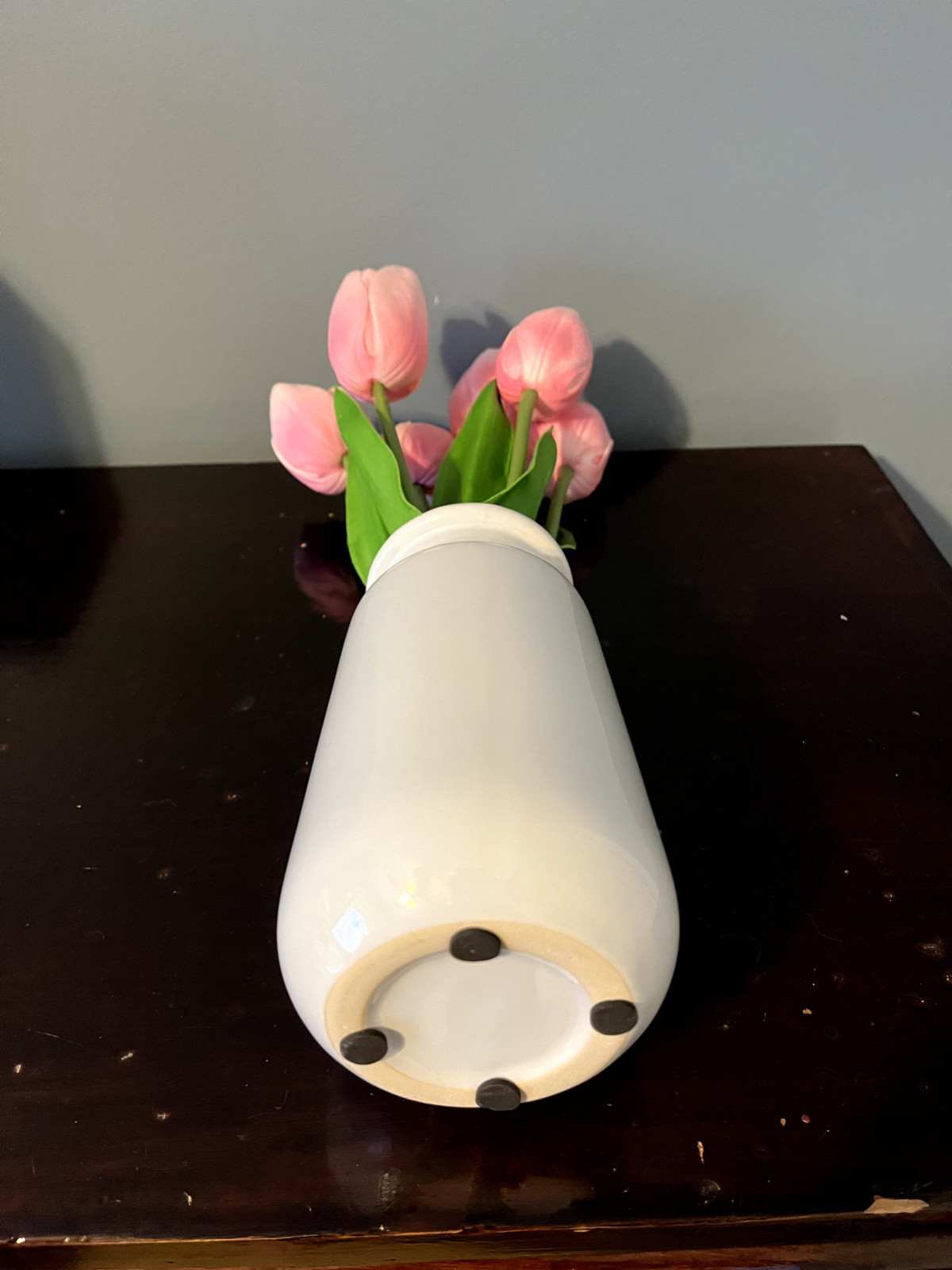 Artificial Pink Tulips Arrangement in White 7″ Vase, Set of 2, 14.5″ Tall NEW
