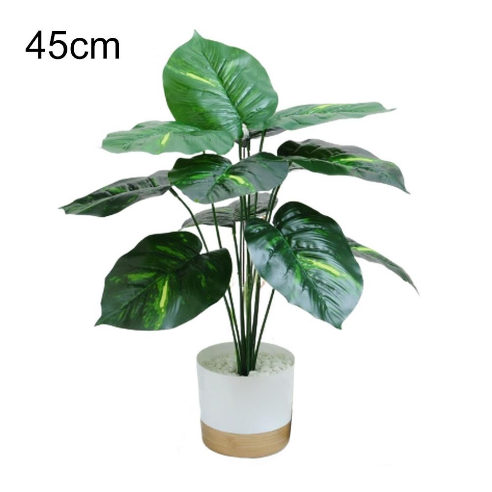 Artificial Tropical Plant Pair in White Pots for Low Maintenance Indoor Decor