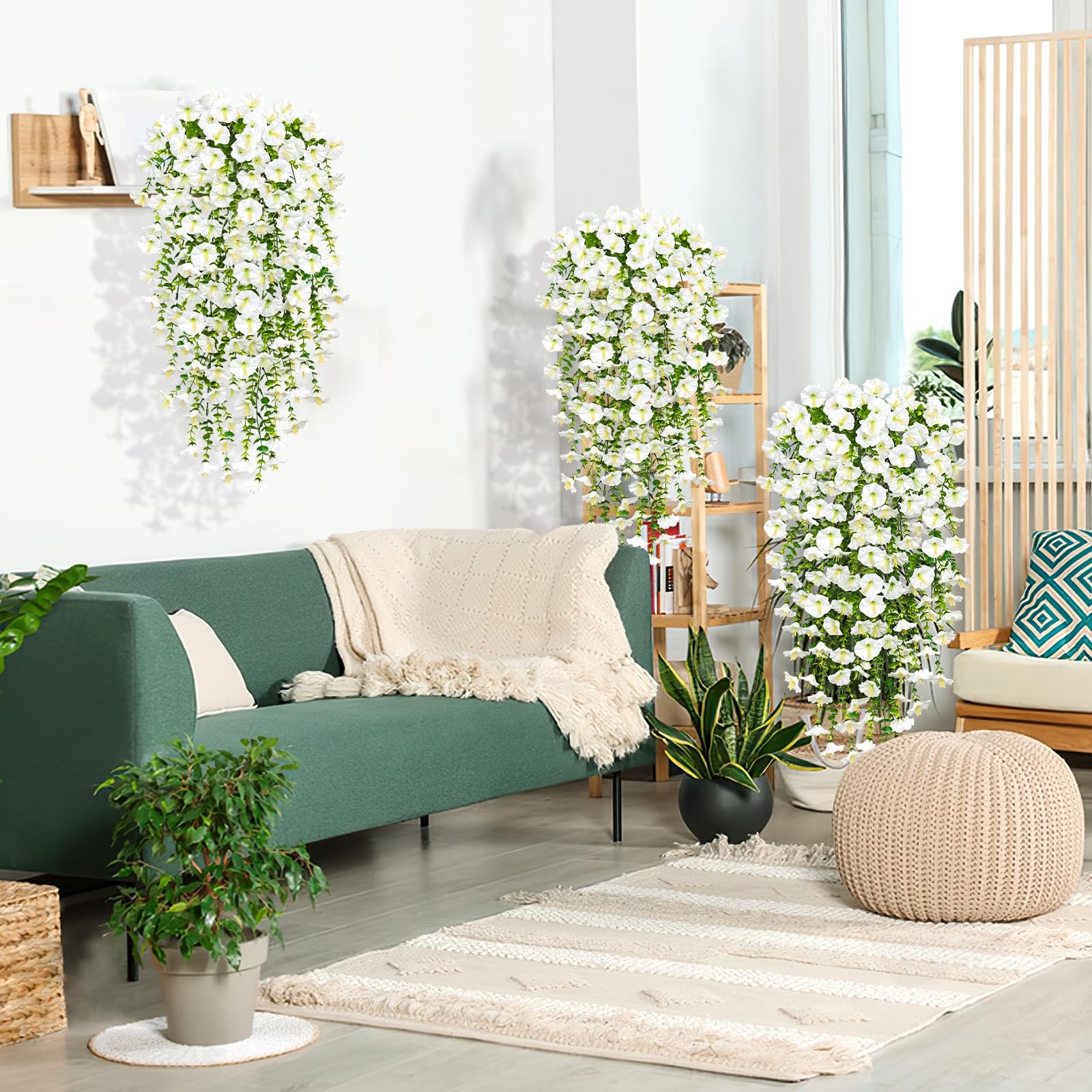 Artificial Fake Hanging Flowers Plants for Outdoor Decoration 2PCS Faux Silk …