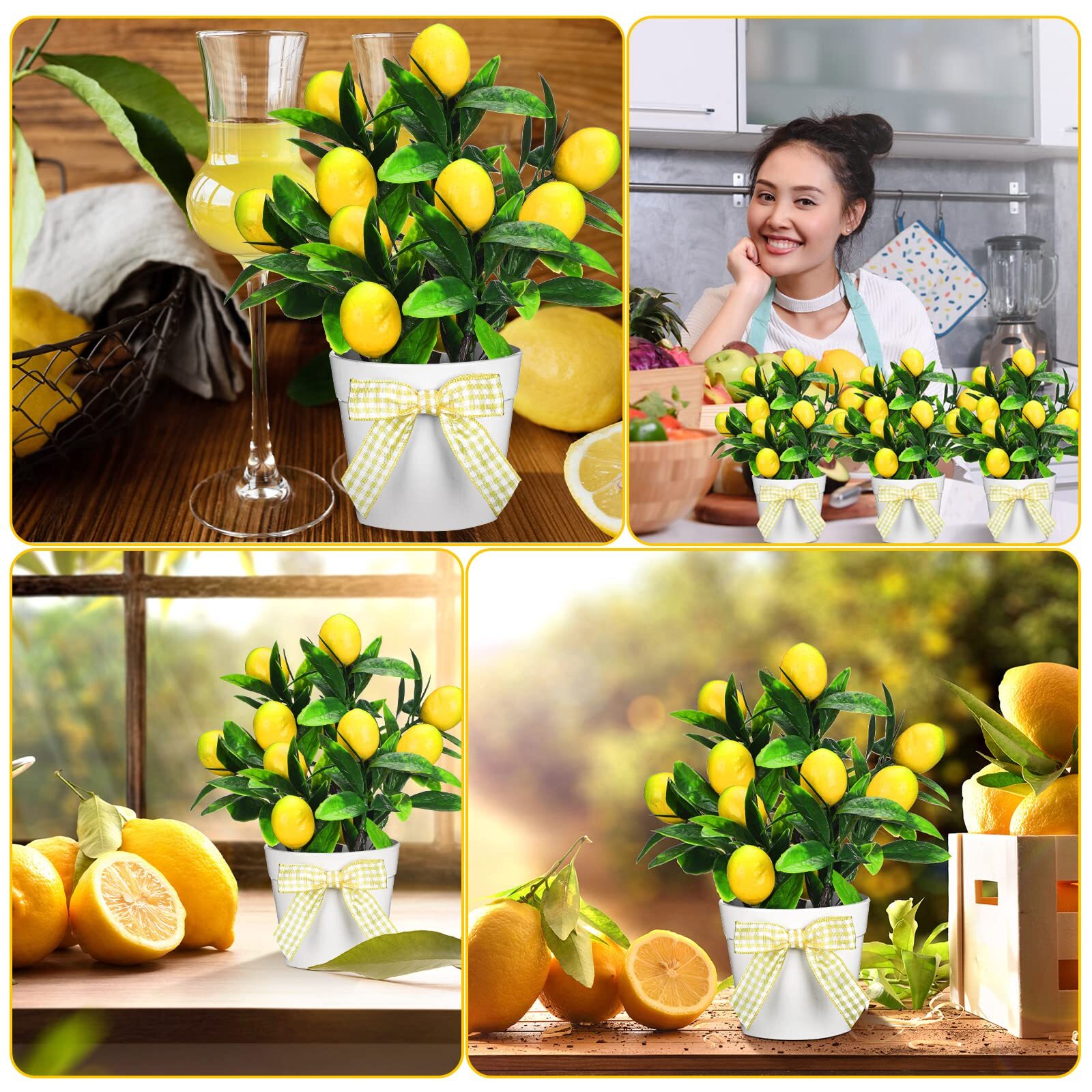 3 Set Sukkot Fruits Lemon Decor Lemon Tiered Tray Decor Artificial Lemon Plan…