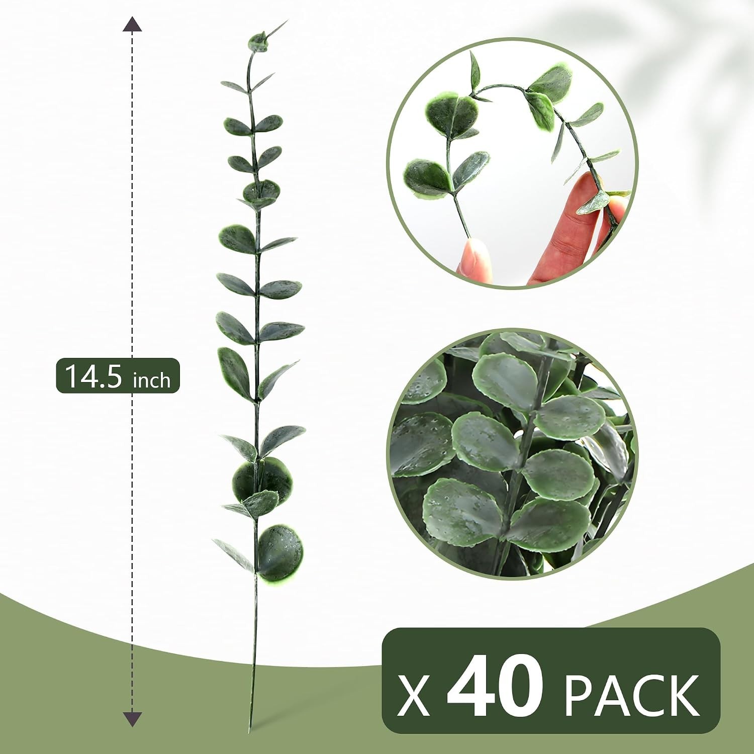 40pcs Artificial Eucalyptus Stems Fake Eucalyptus Leaves Greenery Stems for I…