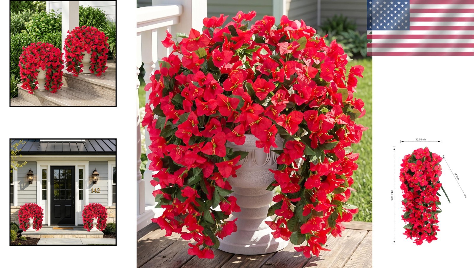 2 Bundles of Faux Bougainvillea for Low-Maintenance Outdoor Decor – UV Resistant