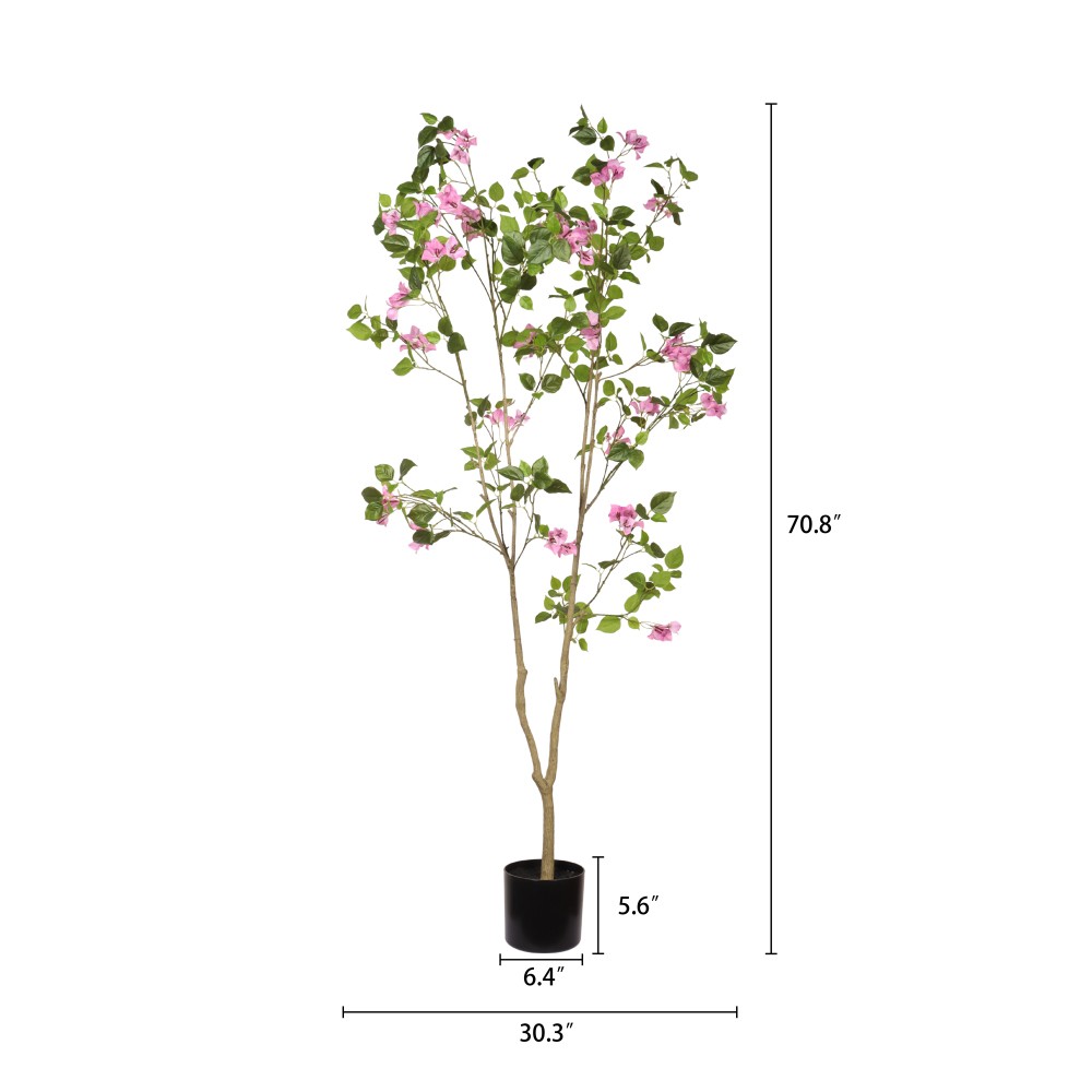 5FT Artificial Bougainvillea Tree with Black Plastic Pot Realistic Fake