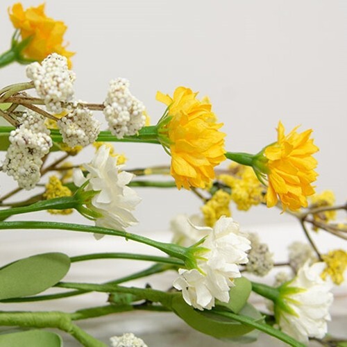New PRIMITIVE CANDLE RING YELLOW CREAM Floral WREATH 6.5″ x 12″-14″ Cottage Chic